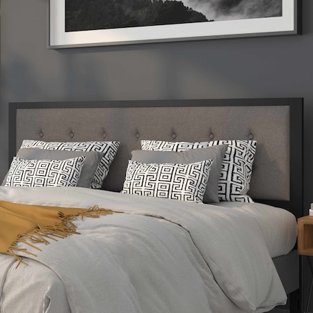 Flash Furniture King Tufted Metal Headboard in Dark Gray Fabric HG-HB1725-K-DG-GG
